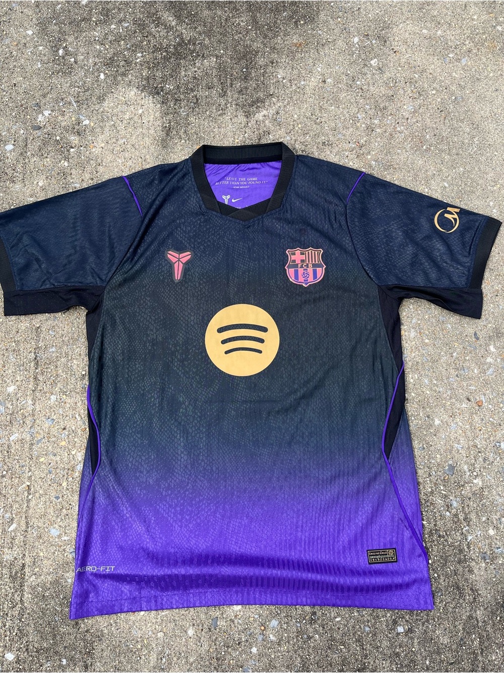Nike Kids Black to Purple Gradient Soccer Jersey with Gold Logo